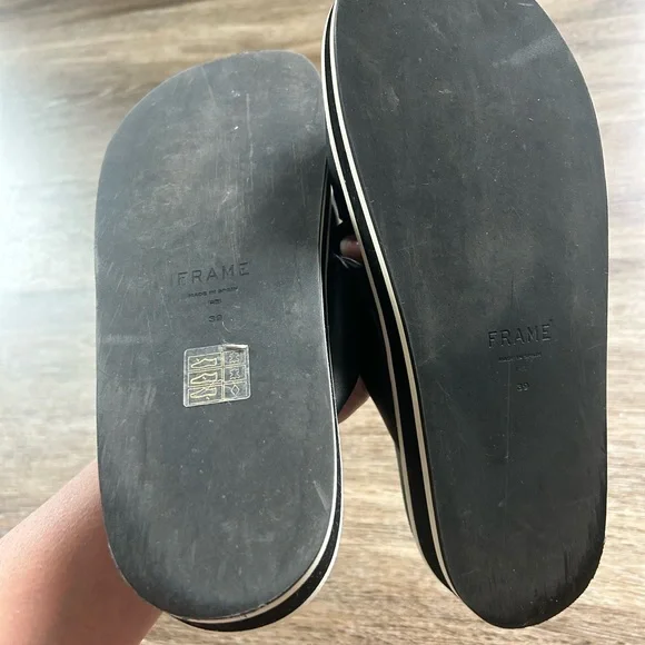 FRAME Women's Le Playa Leather Platform Slide Sandal Black Sz 39 US 8.5 - Picture 6 of 6